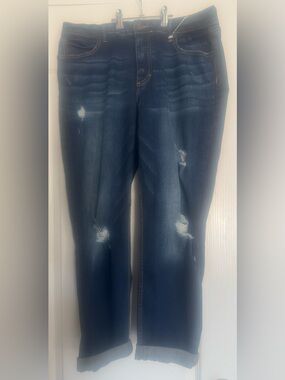 Maurices Distressed Jeans Womens Size 12 Dark Washed Ripped Denim Stretch